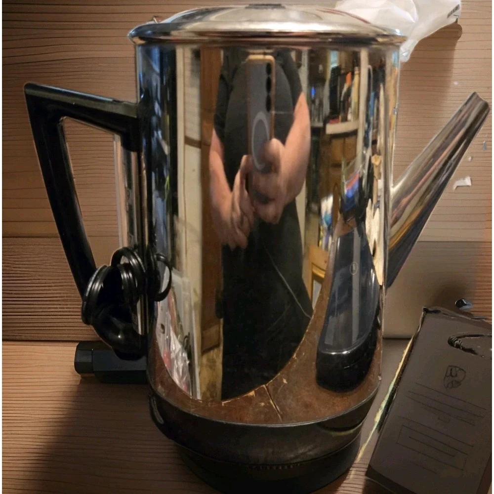 VTG General Electric Coffee Percolator 106885R Stainless Steel  Tested & Working